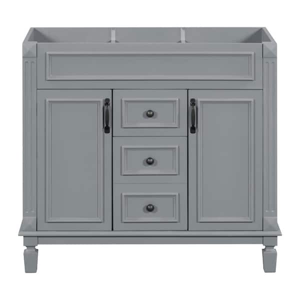 HOMEIBRO 36 in. Bath Vanity Cabinet without Top in Grey Assembled Required