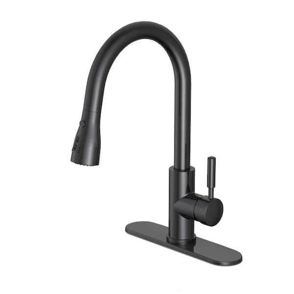 Garrick Single-Handle Pull-Down Sprayer Kitchen Faucet in Matte Black
