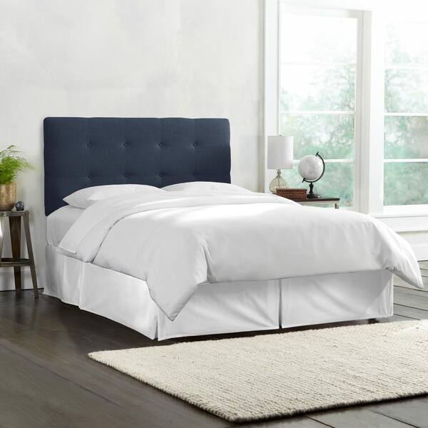 Skyline Furniture Roscoe Linen Navy Queen Tufted Headboard