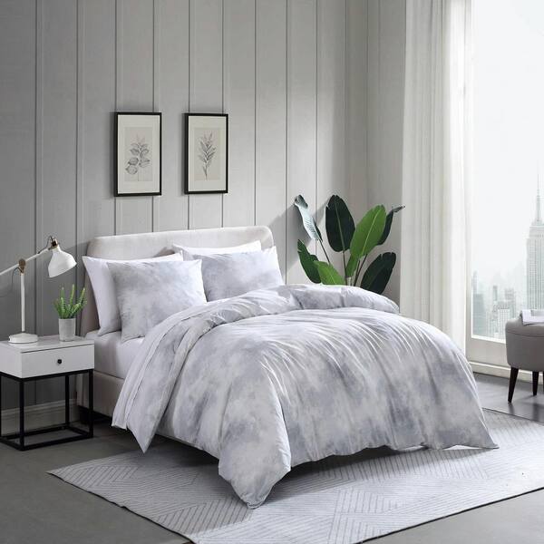 Cannon Solid Percale 3-Piece Grey Cotton Full/Queen Duvet Cover Set  DCS4488GYQ-1800 - The Home Depot