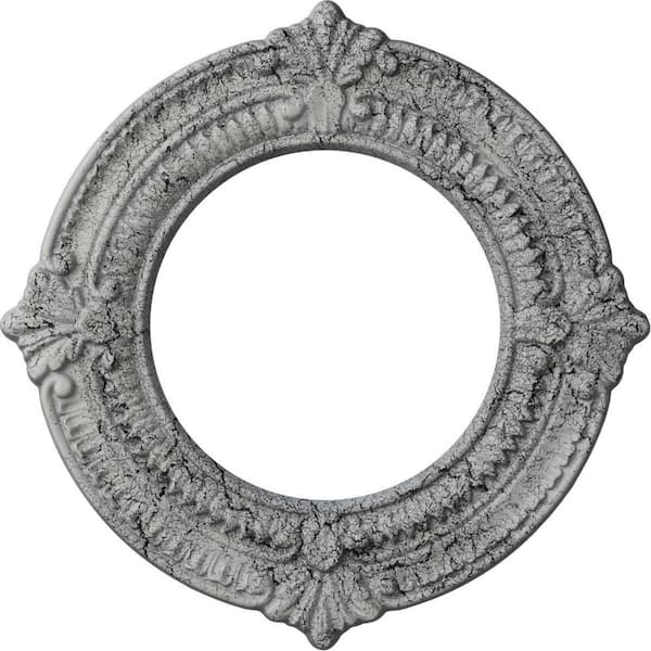 Ekena Millwork 5/8 in. x 11-1/8 in. x 11-1/8 in. Polyurethane Benson Ceiling Medallion, Ultra Pure White Crackle