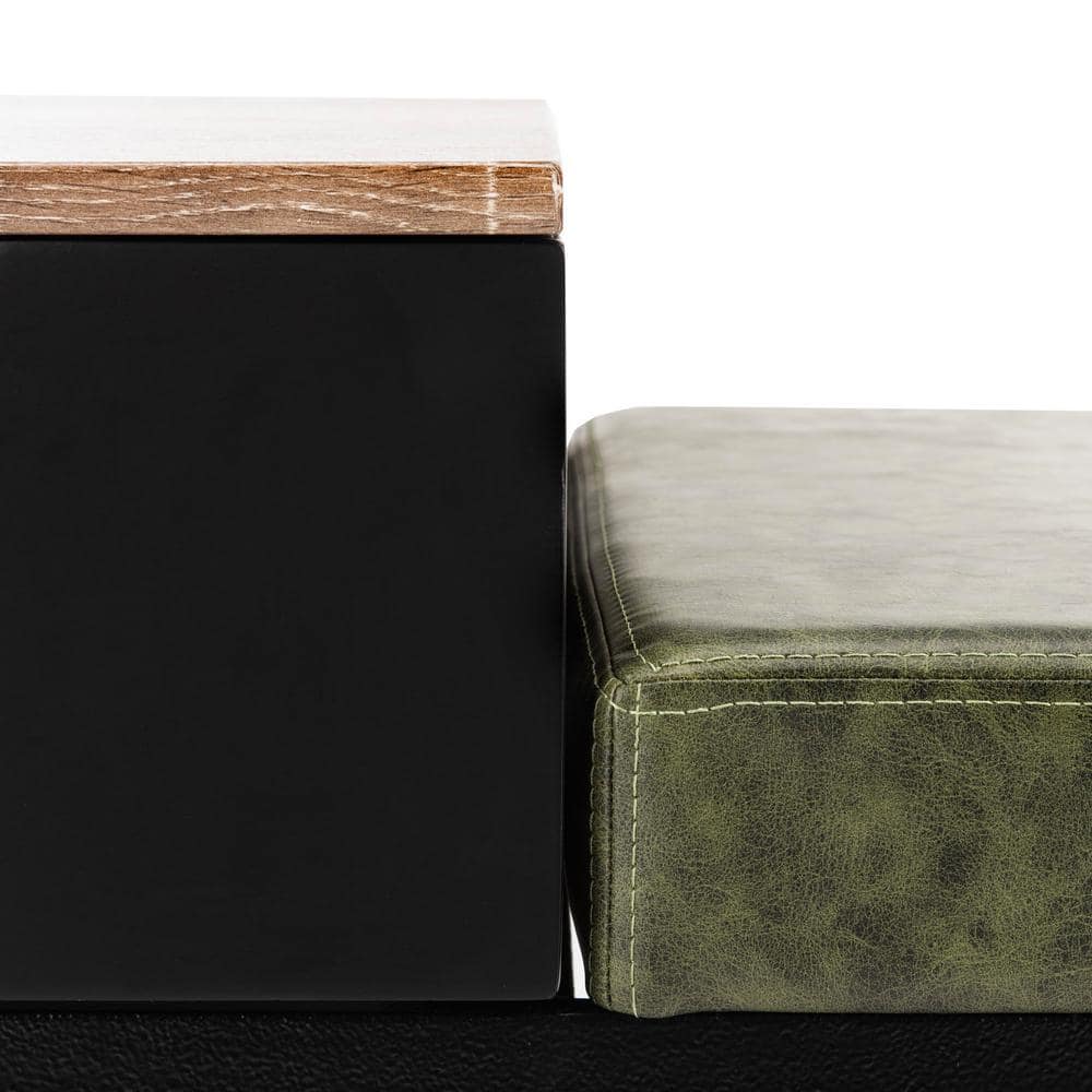 Transitional Maruka 47'' Black and Green Bench with Storage