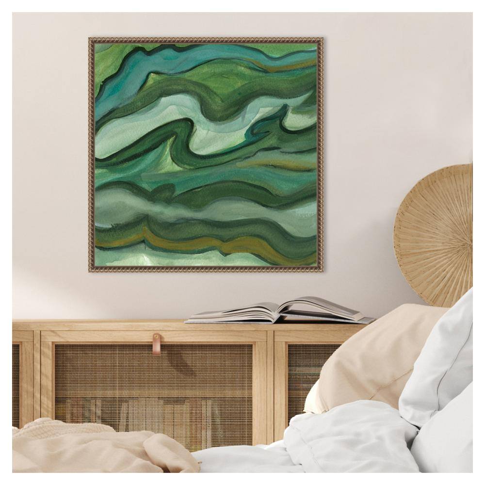 Sea Kelp II Abstract Green Canvas Print with Bronze Frame