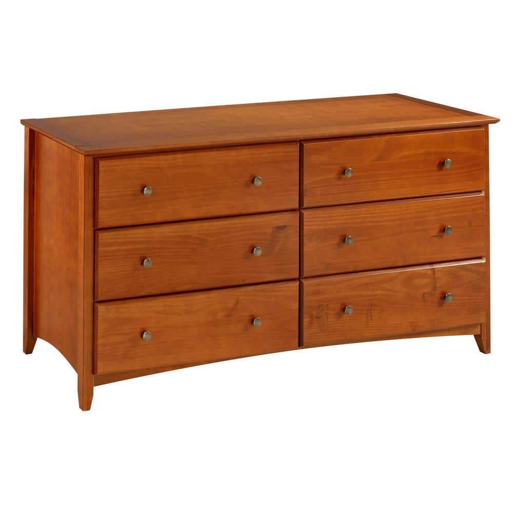 Eco-Friendly Shaker Double Dresser in Rich Cherry, Solid Pine