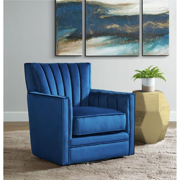 Picket House Furnishings Loden Cobalt Polyester Arm Chair Set of 1 with Swivel Base