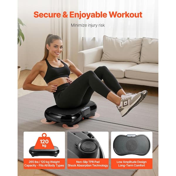 SVOPES Black vibration plate exercise machine. Full-body vibrating platform  with resistance bands for home workouts WFSKZDJHSZXKEYWBE001V1-250428