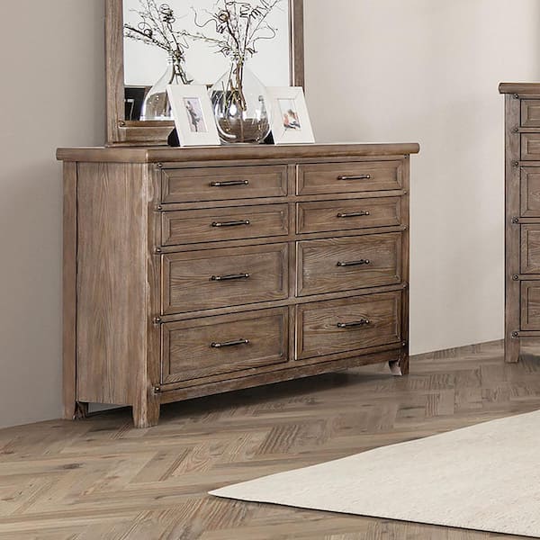 8 drawer dresser light brown Dawson 65" Light Brown Wood 8-Drawer Dresser