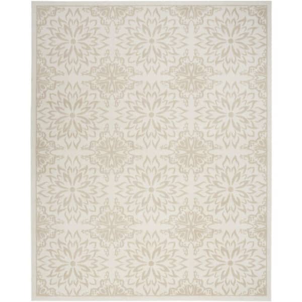 7 ft. x 10 ft. Beige and Ivory Floral Non Skid Area Rug