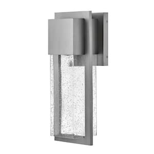 Alex 1-Light Antique Brushed Aluminum Hardwired Outdoor Wall Lantern Sconce