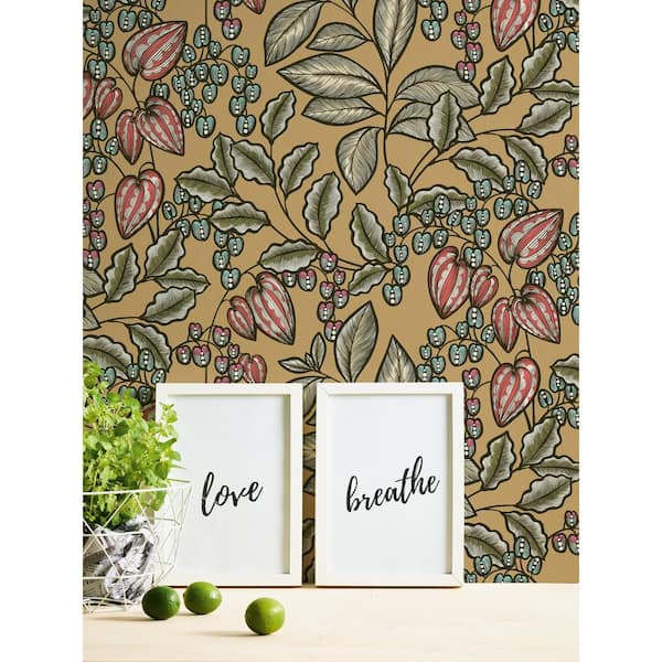 Leif Vine Trail Yellow Non Pasted Non Woven Wallpaper Sample