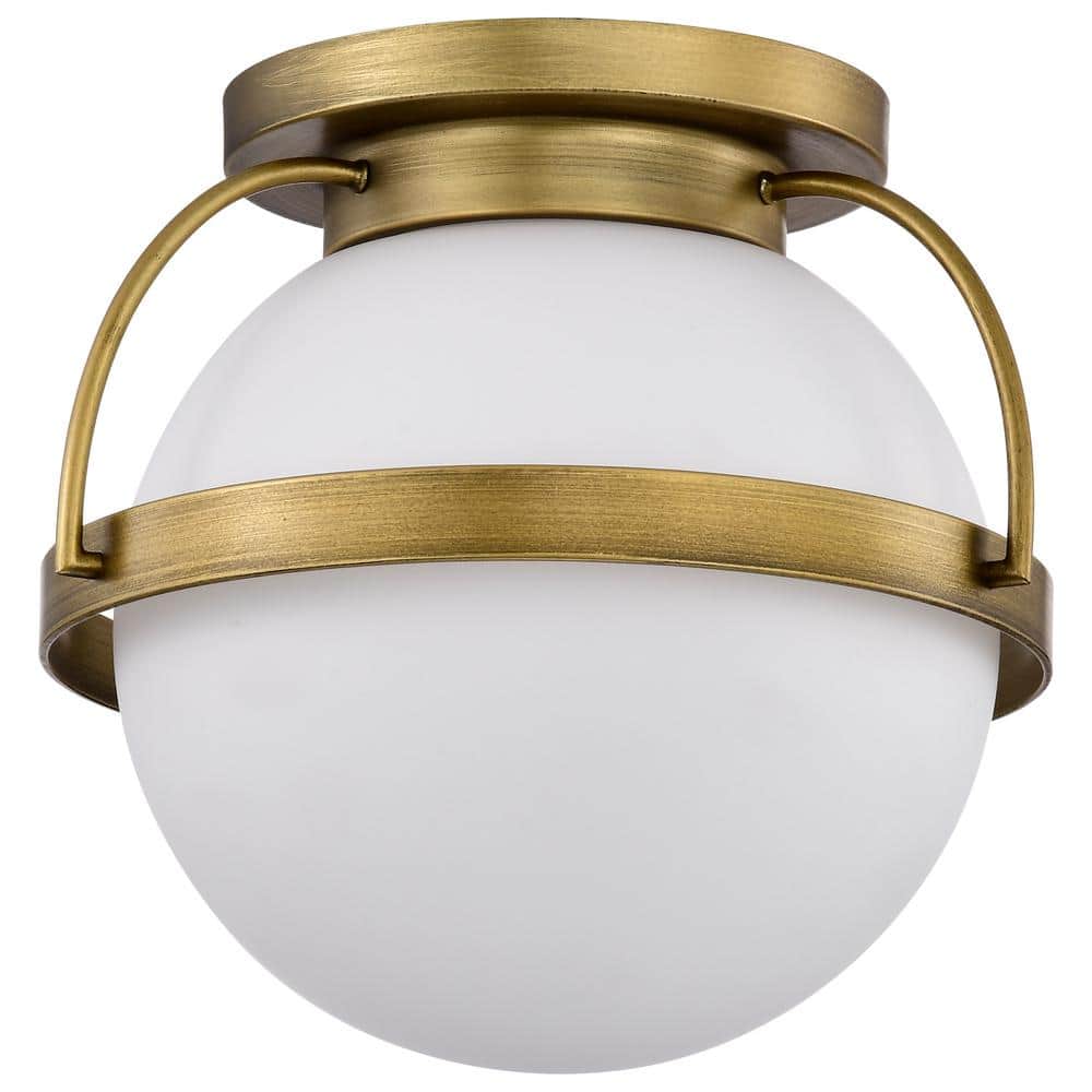 Lakeshore 13 in. 1-Light Natural Brass Transitional Flush Mount with White Opal Glass Shade and No Bulbs Included price history on PriceWatchPro