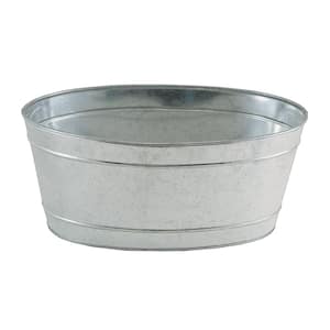 10.75 in. Long Steel Small Oval Galvanized Tub With 2 Side Handles