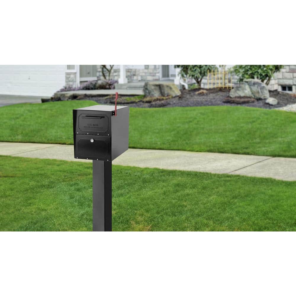 28" Black Galvanized Steel Mailbox Post