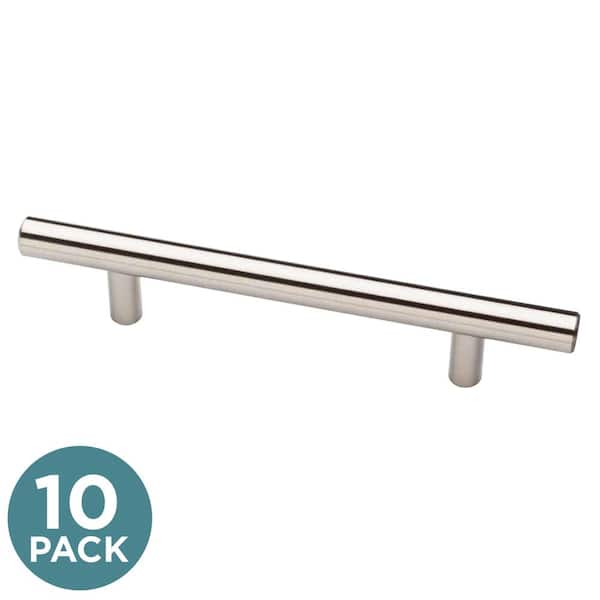 Franklin Brass Solid Bar 5-1/16 in. (128 mm) Modern Cabinet Drawer Pulls in Stainless Steel (10-Pack)