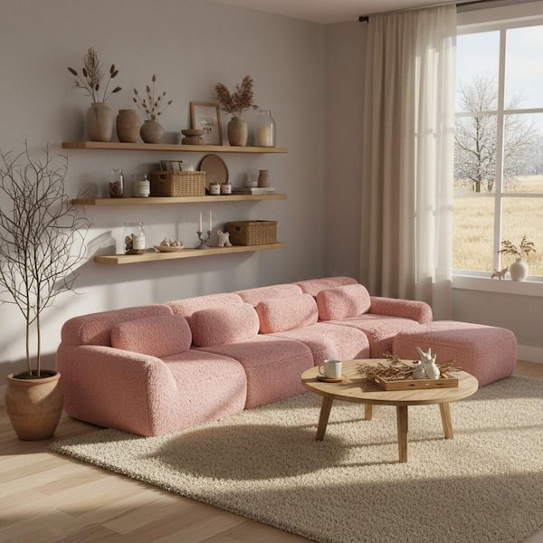 Homy Casa 149 in. 4-Piece Plush Microfiber Modular Sectional Sofa