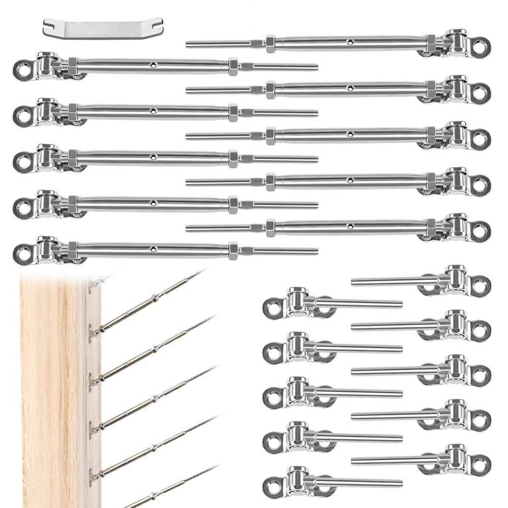 1/8 Cable Railing Hardware Kit Swage Toggle Turnbuckle Stainless Steel with Angle 180° Adjustable Stairs (10 Pairs) price history on PriceWatchPro