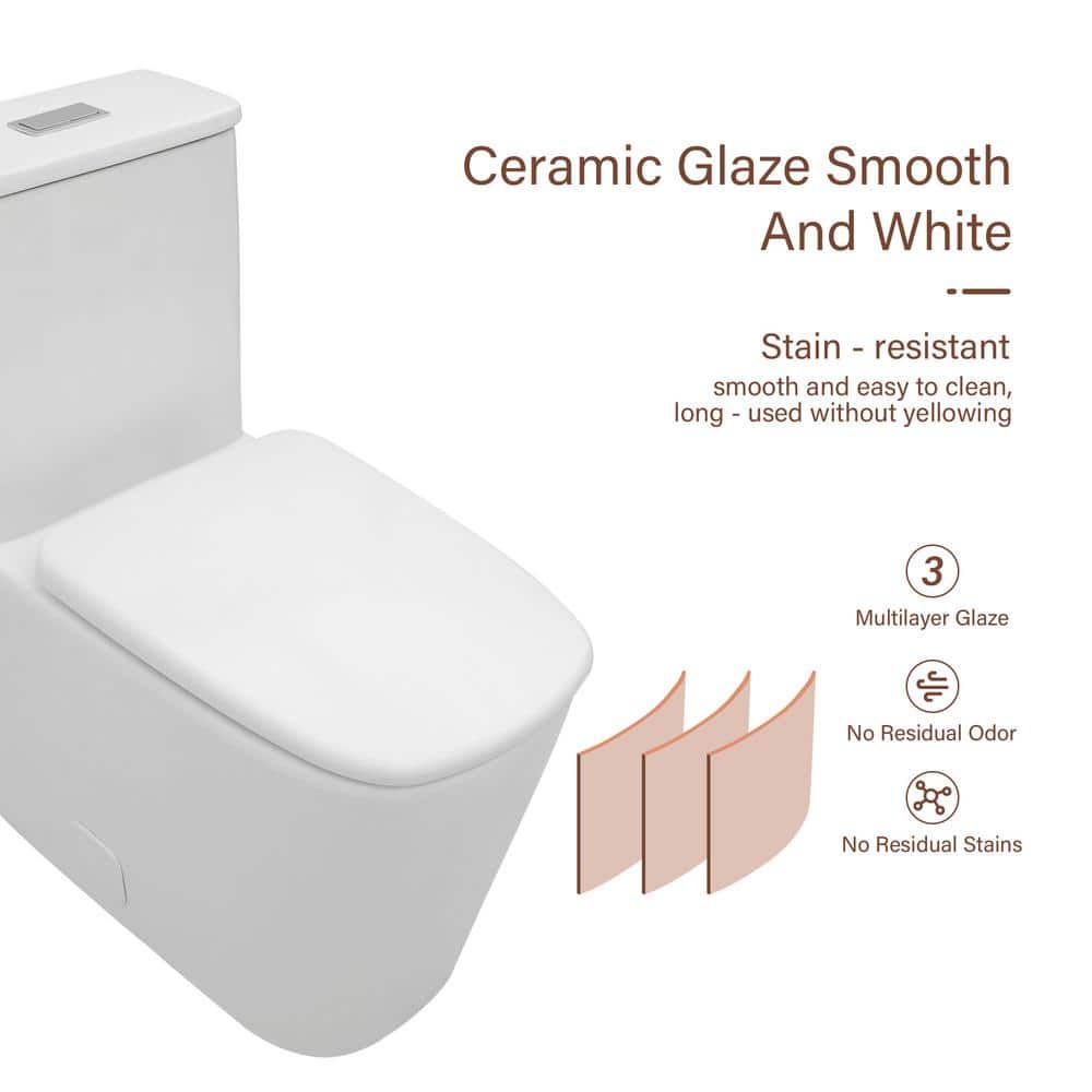 White Ceramic Square One-Piece Dual Flush Toilet