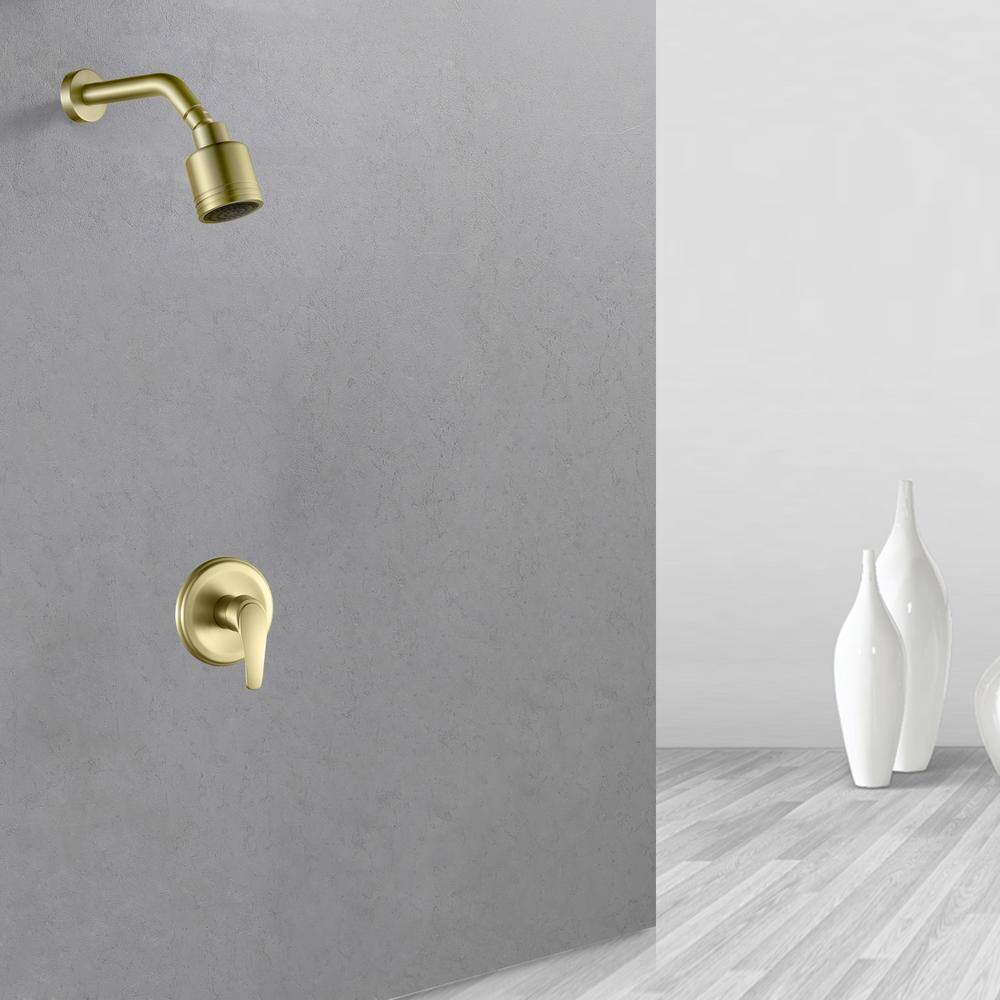 Brushed Gold Wall Mounted Rain Shower Faucet Set