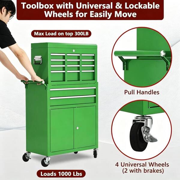 Sunvasagoo High Capacity 24 in. 8 Drawers Heavy-duty Metal Tool