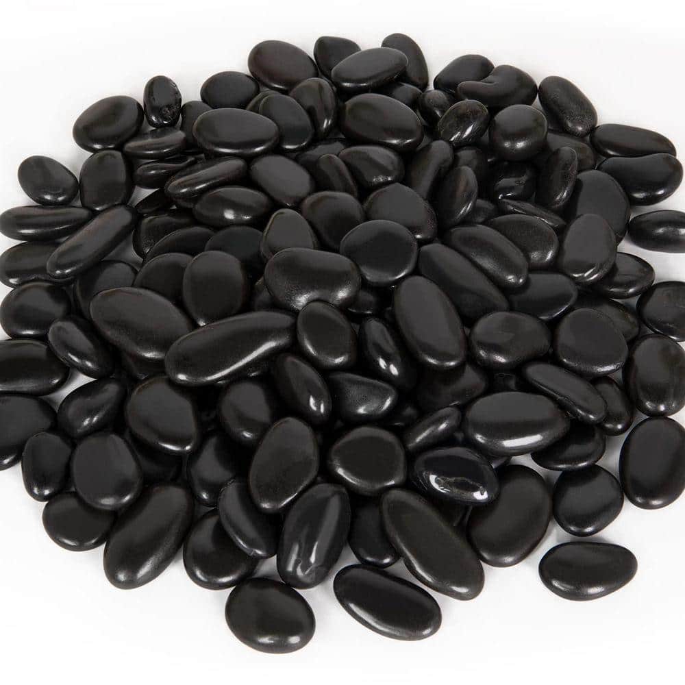 15 lbs. Black River Rocks for Landscaping Outdoor, Polished Black ...