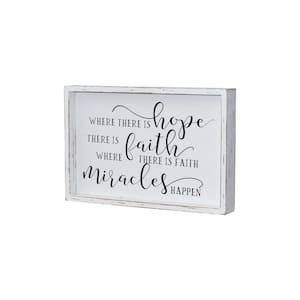 Where There is Hope There is Faith White Wood Wall Decorative Sign