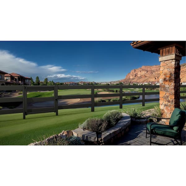 Composite Modern 3-Board Ranch Rail (4 ft. H x 5.75 ft. W) Raven (Black)
