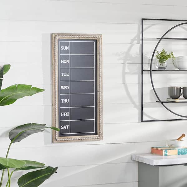 16 in. x 32 in. Wood Brown Beaded Chalkboard Sign Wall Decor