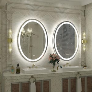 20 in. W x 28 in. H Oval Frameless Super Bright 192 Leds/m Lighted Anti-Fog Tempered Glass Wall Bathroom Vanity Mirror