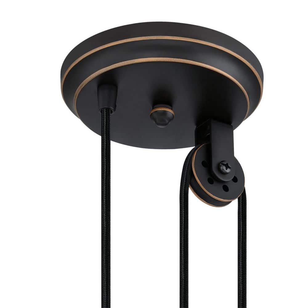 Chaves 29.5'' Black-Bronze Indoor Pulley Pendant with Golden Brass Cage Shade