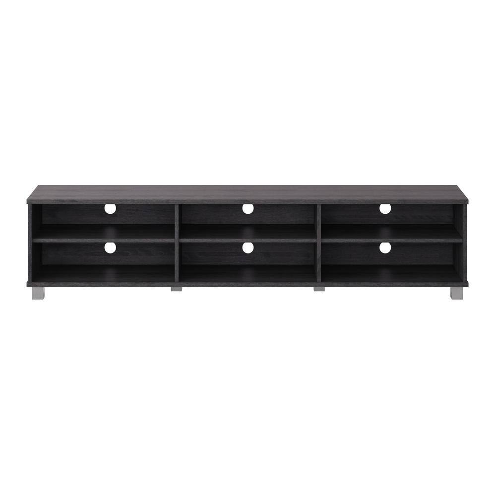 Modern Gray Wood Grain & Silver Leg TV Stand for Up to 85" TVs