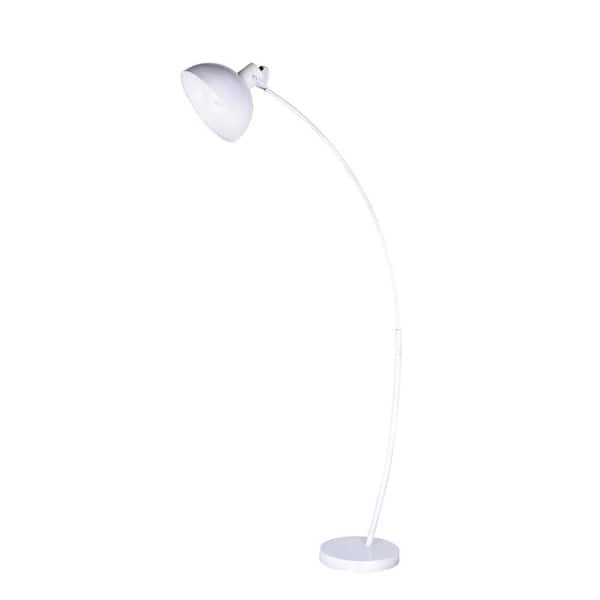 Fangio Lighting 62 in. Matte White Modern Metal Arched Floor Lamp