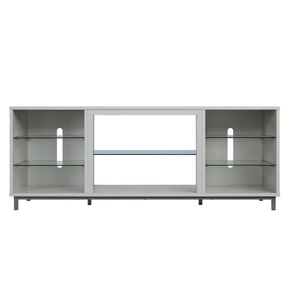 Brighton 65'' Beige Modern TV Stand with Glass Shelving
