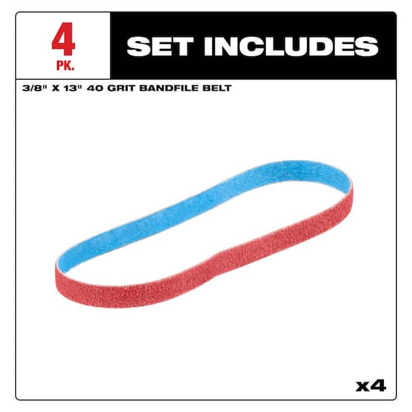 3/8 in. x 13 in. 40 Grit Bandfile Belts (4 Pack)