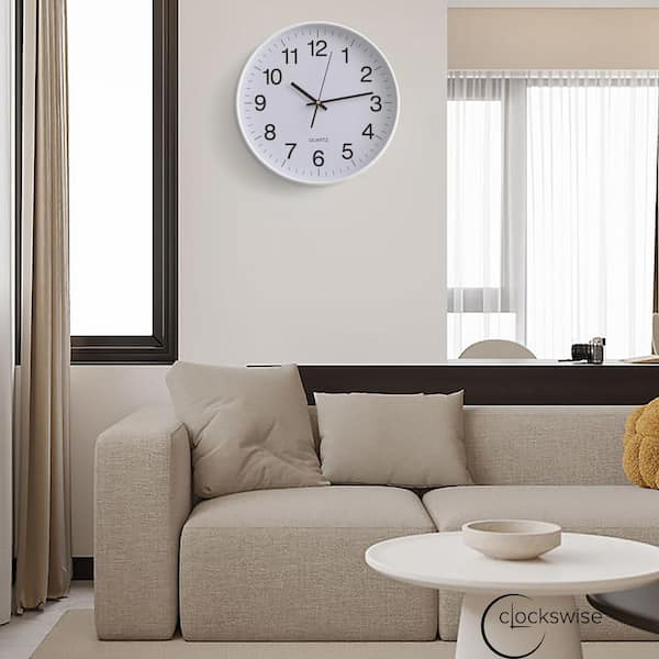 Smuk Wall Clock ホワイト CLOCKSWISE White 14 in. Analog Clock-Silent, Non-Ticking for Wall