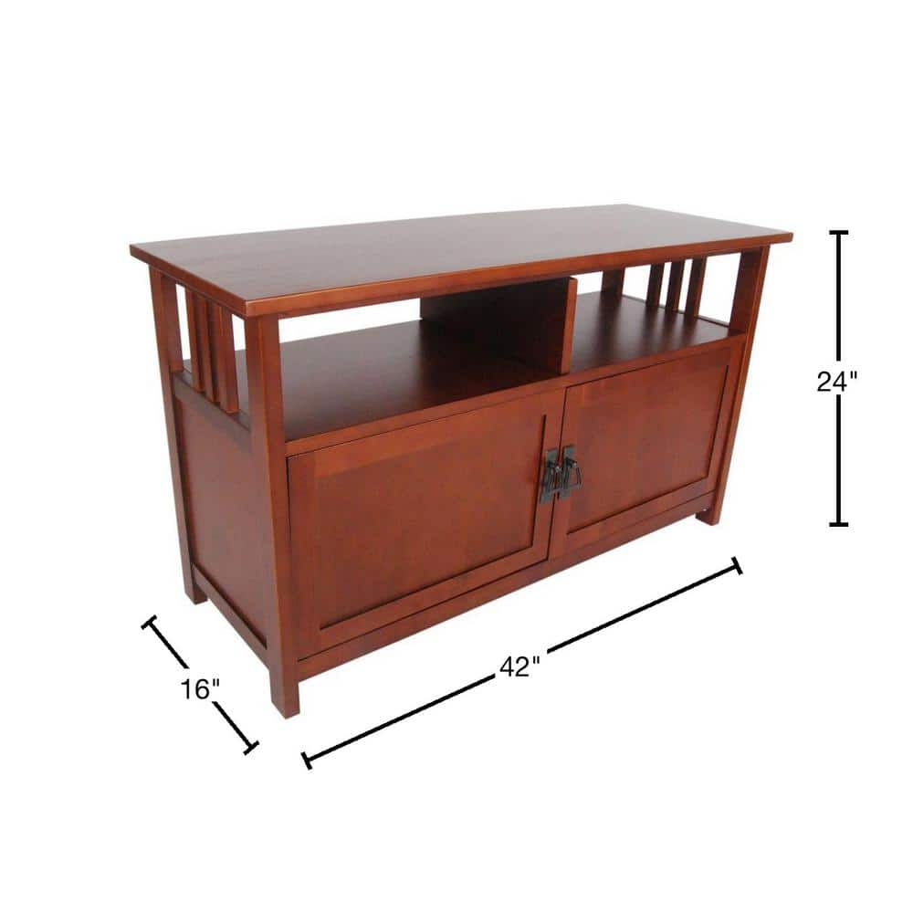 Cherry Hardwood Mission Style TV Stand with Cabinet