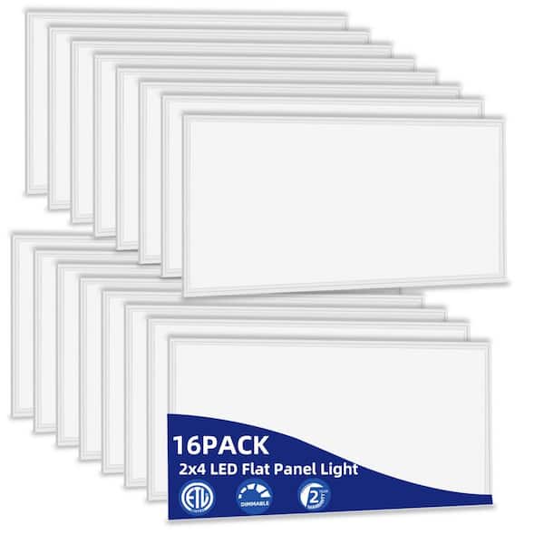 2 ft. x 4 ft. 7800 Lumens Integrated LED Flat Panel Light 5000K for Office Kitchen, 0-10V Dimmable ETL Listed (16-Pack)