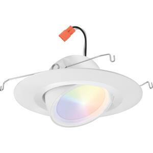 RB Adjustable 6 in. Smart Tunable CCT/Color Changing Integrated LED Retrofit White Housing Required Recessed Light Trim