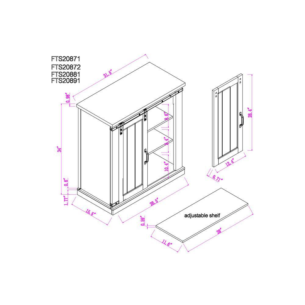 Coast-to-Coast Barn Door TV Stand in Off-White with Adjustable Shelves