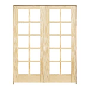 Woodgrain 10-Lite Unfinished Pine Prehung Interior French Door