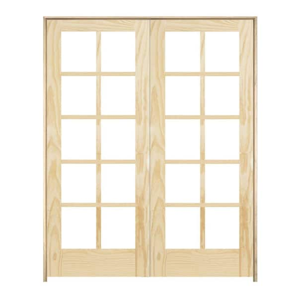 Builders Choice 60 in. x 80 in. 15-Lite Clear Wood Pine Prehung Interior French  Door HDCP151550 - The Home Depot