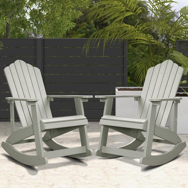 HOOOWOOO Acadia Light Gray Outdoor Durable Plastic Rocking Adirondack   Plastic Adirondack Chairs Adr202qh 64 600 