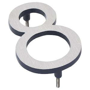 4 in. Satin Nickel/Navy 2-Tone Aluminum Floating or Flat Modern House Number 8