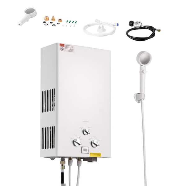 Portable Propane Water Heater, 10L Tankless Outdoor Water Heater, 68000 BTU 2.64 GPM, with Accessory Set + Regulator