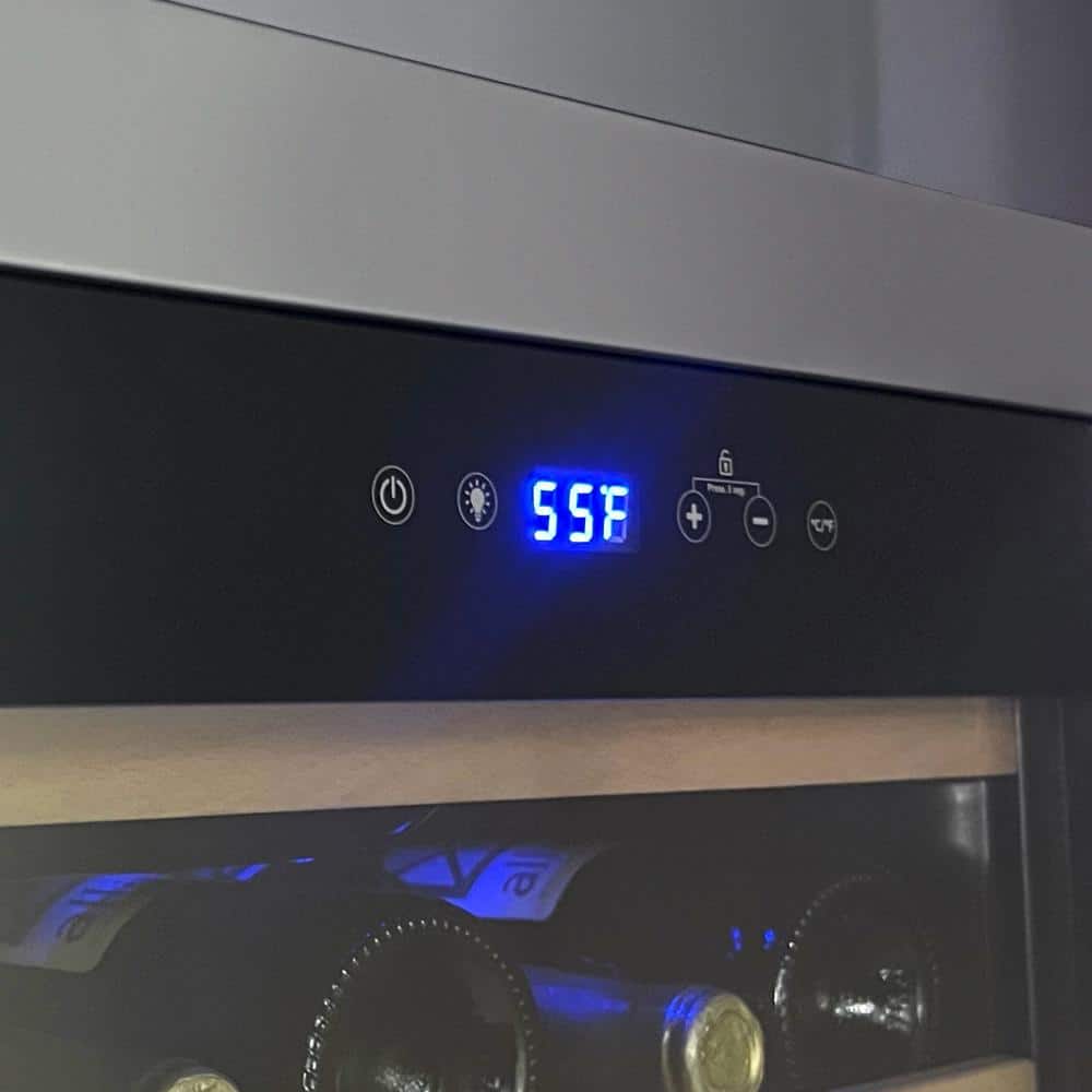Stainless Steel Dual Zone Freestanding Wine Cooler with LED Lighting