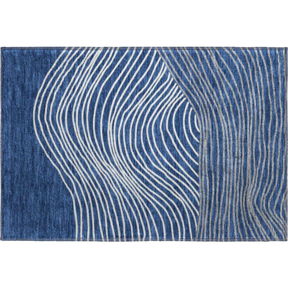 Mayfield Premium Machine Washable Abstract AMF2350 Navy 2 ft. x 3 ft. Accent Rug price history on PriceWatchPro