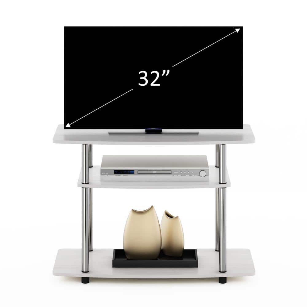 White Oak and Chrome 3-Tier TV Stand