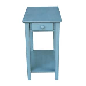Narrow Ocean Blue Solid Wood End Table