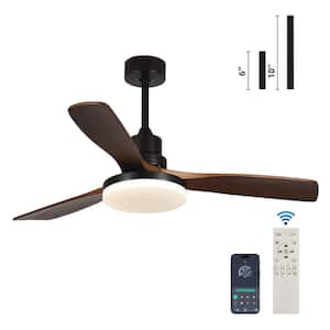 52 in. Wood Smart Indoor Black Ceiling Fan with 3-Colors LED Light/ Dimmer and DC motor and APP/Remote/Memory Function