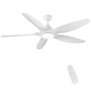 60 in. Indoor White Modern LED Ceiling Fan with Remote Control, Reversible 5 Blades and Reversible DC Motor