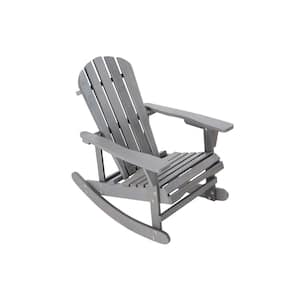 Wood Adirondack Rocking Chair Solid Chairs Finish Outdoor Furniture for Patio, Backyard, Garden-Gray